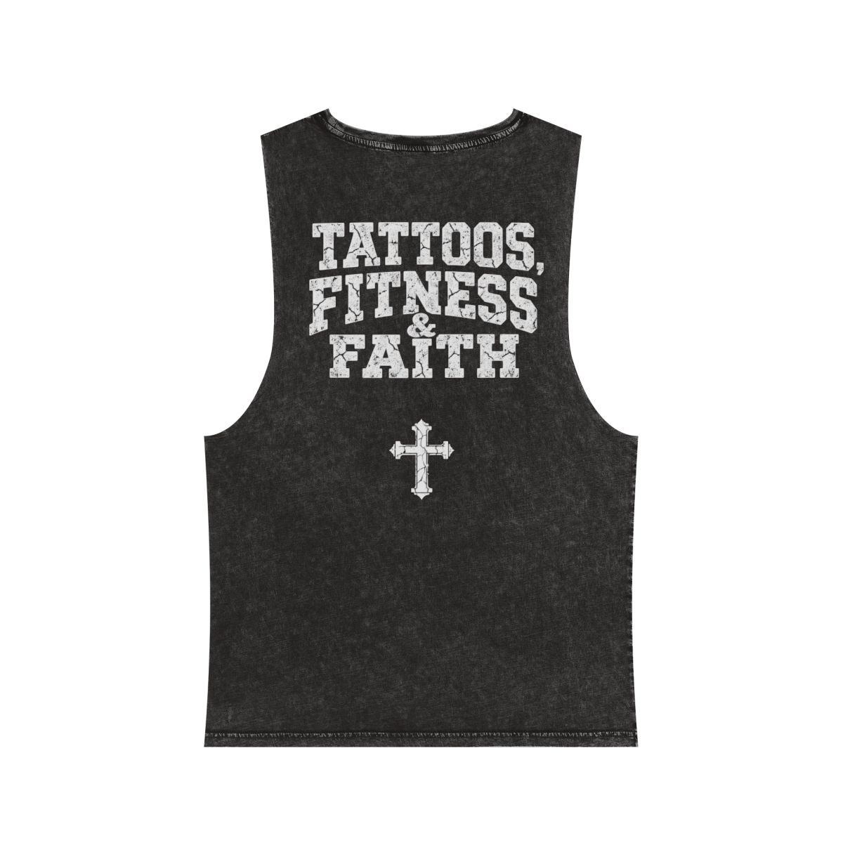 Tattoos Fitness & Faith Tank Top Stonewash Muscle Tee