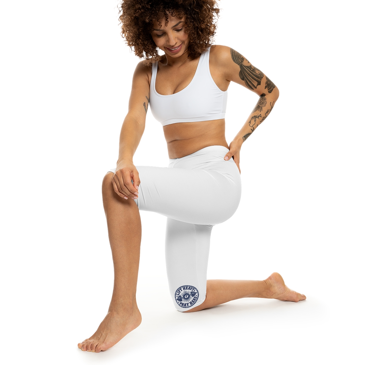 Navy Cross and Circular Emblem Capri Leggings Religious Symbol Leggings image 4