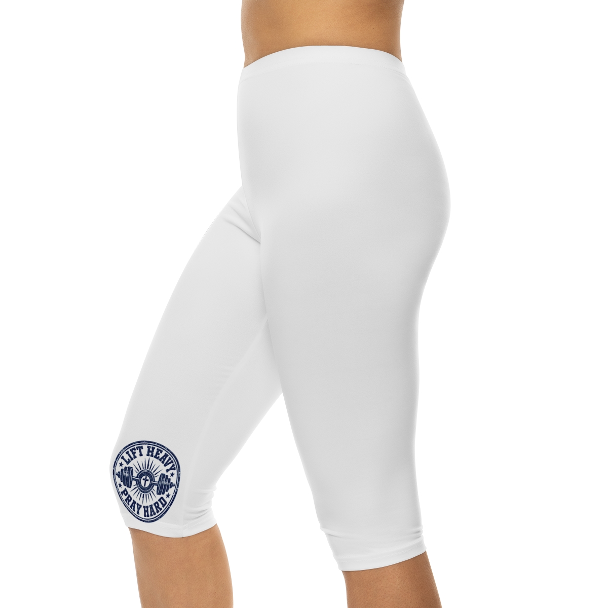Navy Cross and Circular Emblem Capri Leggings Religious Symbol Leggings image 2