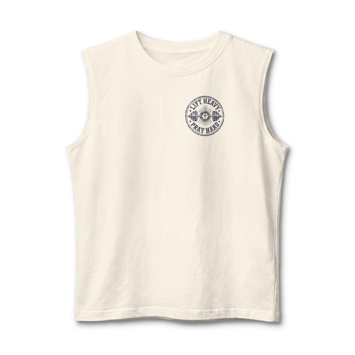 Wake Up, Worship & Workout Muscle Tank Graphic Back Cross image 1