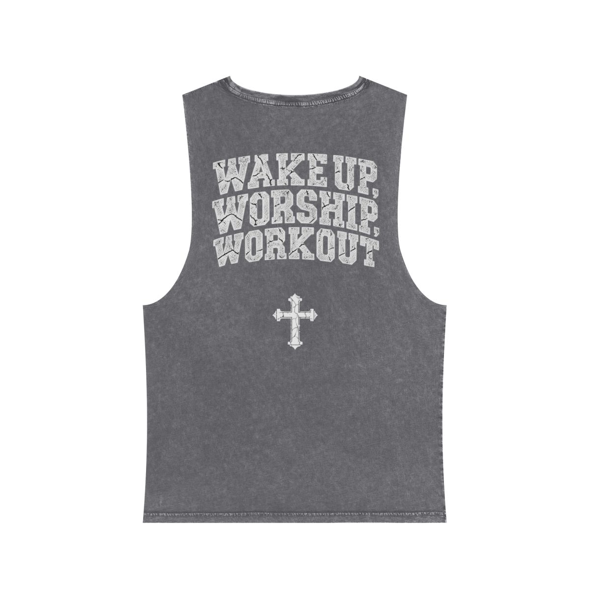 Wake Up, Worship & Workout Tank Top | Stonewash Muscle Tee