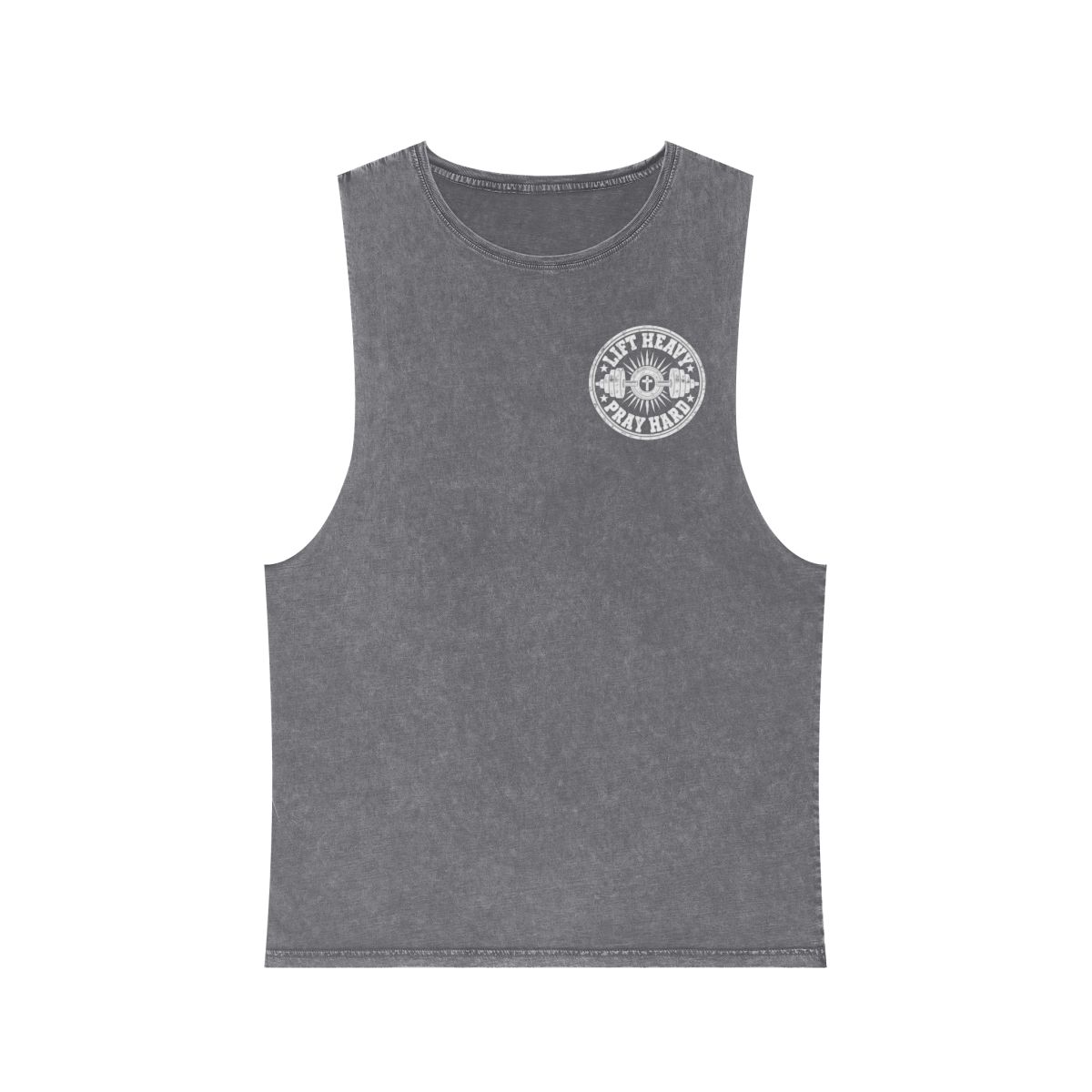 Wake Up, Worship & Workout Tank Top | Stonewash Muscle Tee image 1